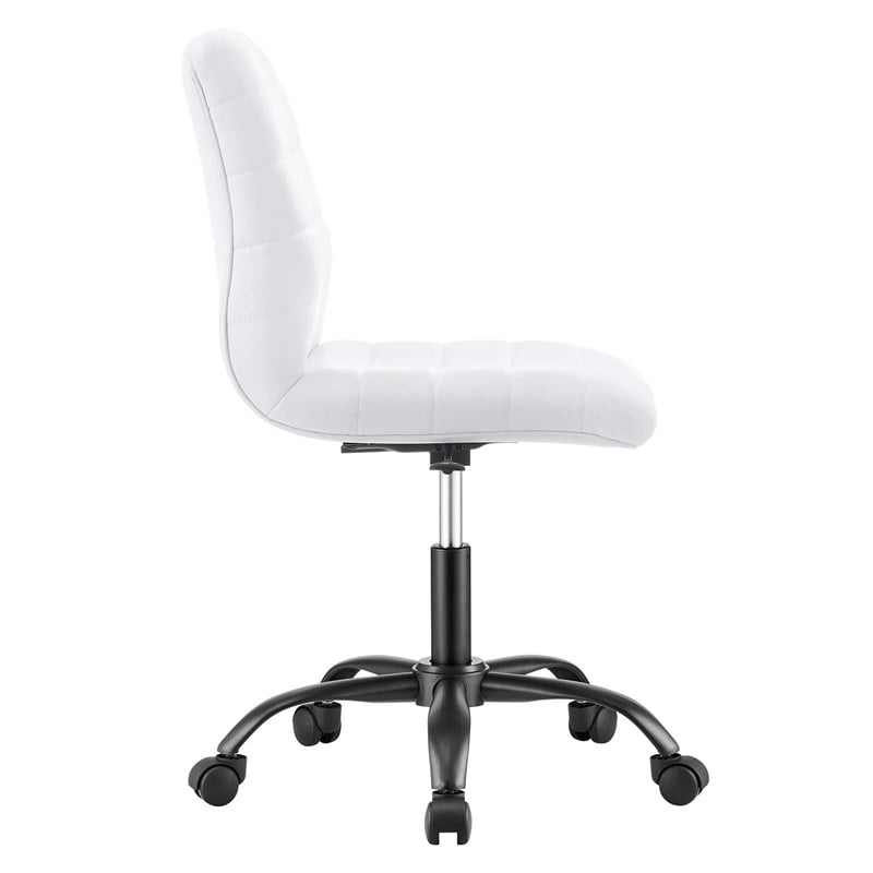 Modway Ripple Vegan Leather and Metal Office Armless Chair in Black/White