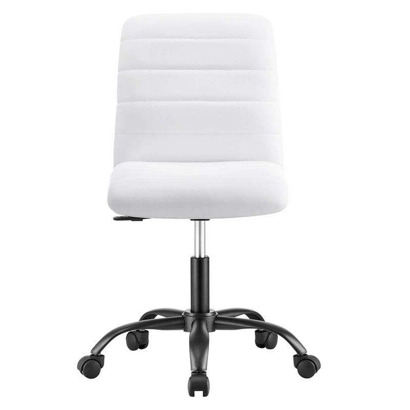 Modway Ripple Vegan Leather and Metal Office Armless Chair in Black/White
