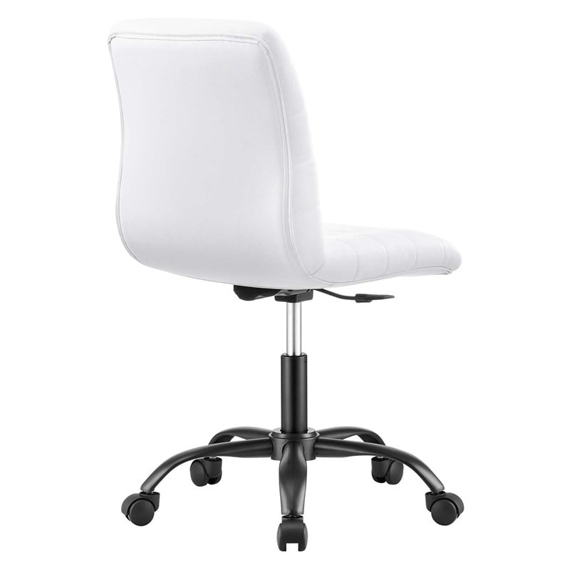 Modway Ripple Vegan Leather and Metal Office Armless Chair in Black/White