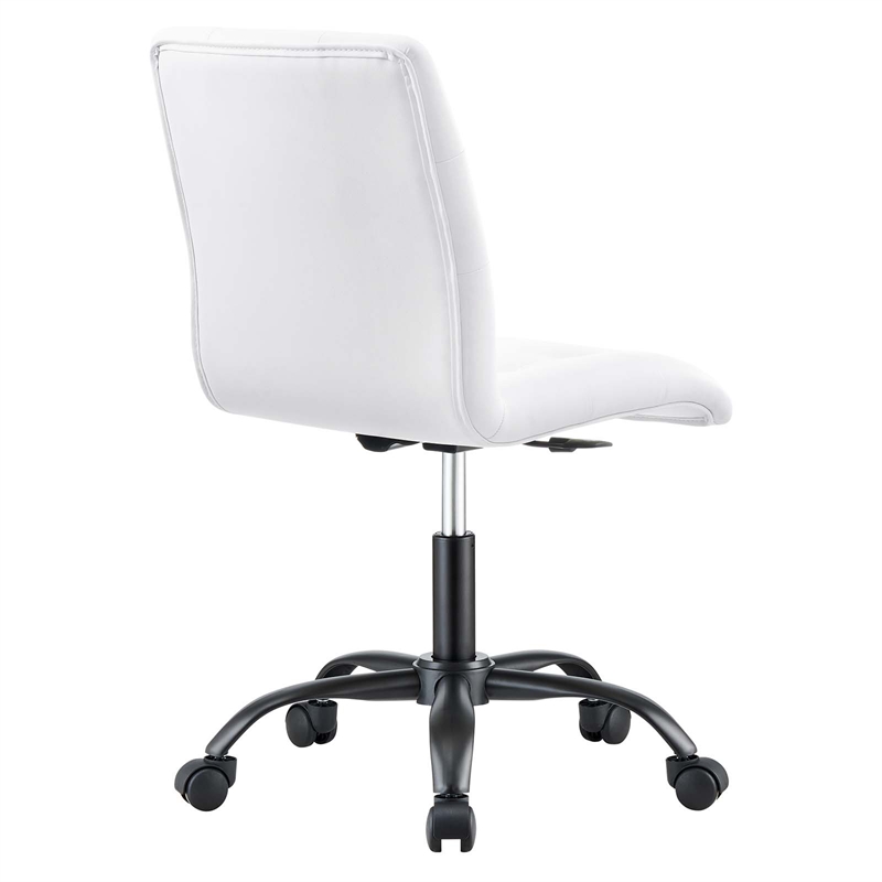 Modway Prim Metal Vegan Leather Armless Office Chair in Black/White