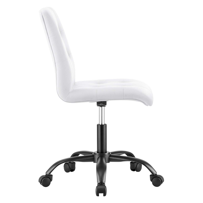 Modway Prim Metal Vegan Leather Armless Office Chair in Black/White