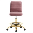 Modway Ripple Performance Velvet Armless Drafting Chair in Gold/Dusty Rose