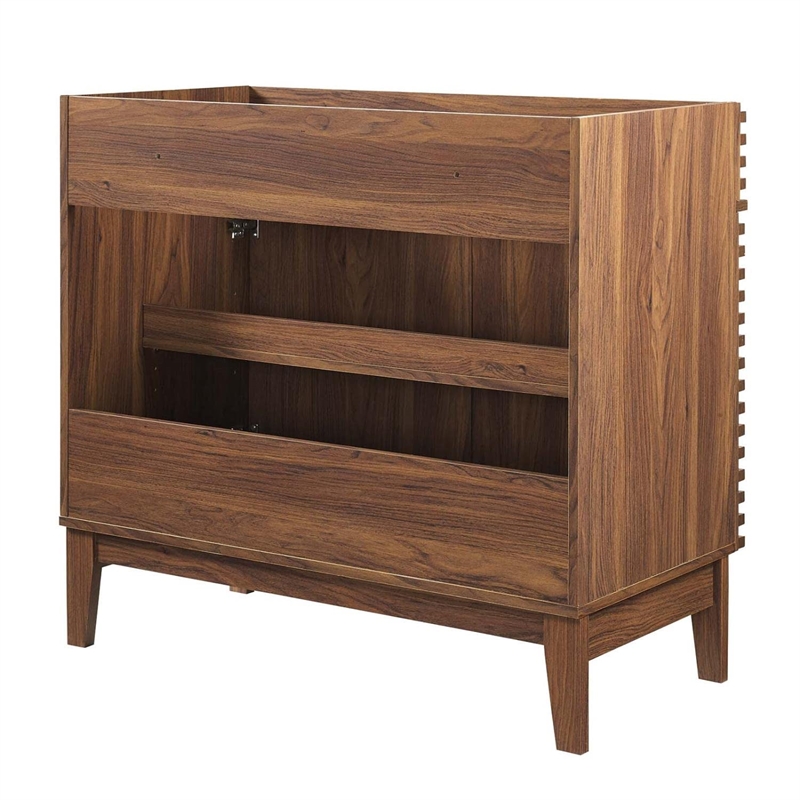 modway render 35&quot mdf and particleboard bathroom vanity cabinet in walnut