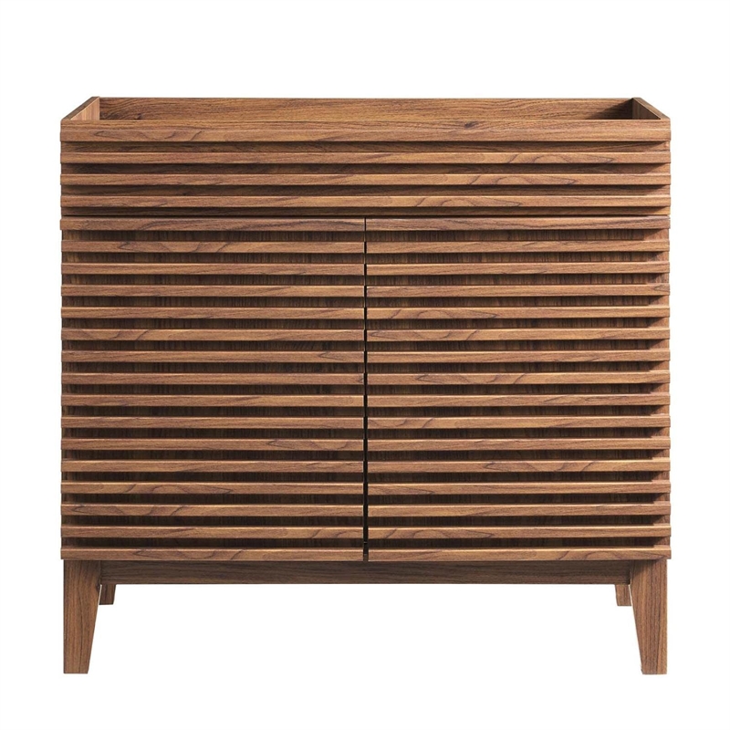 modway render 35&quot mdf and particleboard bathroom vanity cabinet in walnut