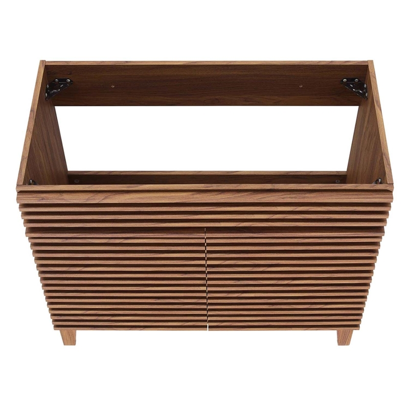 modway render 35&quot mdf and particleboard bathroom vanity cabinet in walnut