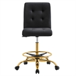 Modway Prim Metal and Performance Velvet Armless Drafting Chair in Gold/Black
