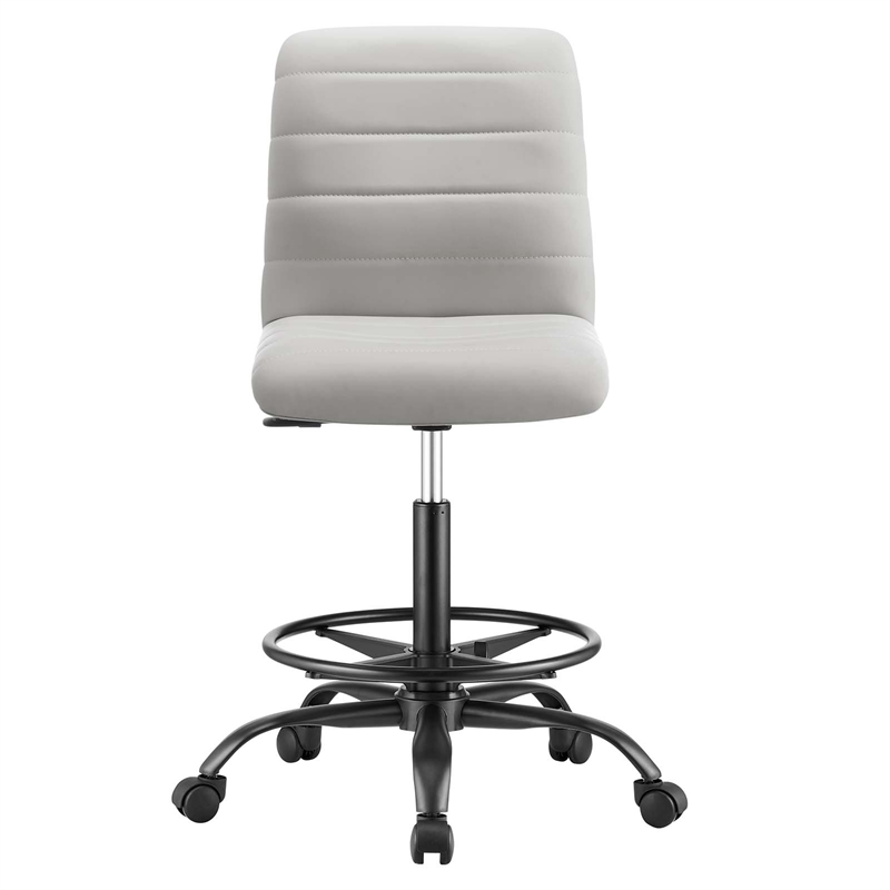 Modway Ripple Vegan Leather Armless Drafting Chair in Black/Light Gray