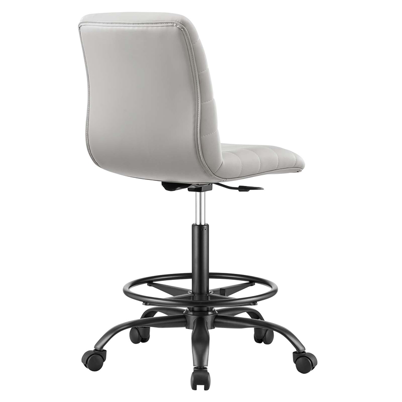 Modway Ripple Vegan Leather Armless Drafting Chair in Black/Light Gray