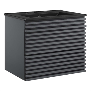 Modway Render 24&quot MDF Wood Wall-Mount Bathroom Vanity in Gray/Black
