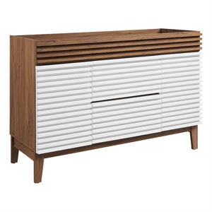 Modway Render 47&quot Plastic and Wood Bathroom Vanity Cabinet in White/Walnut