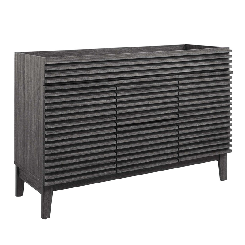 Modway Render 47&quot MDF and Particleboard Bathroom Vanity Cabinet in Charcoal
