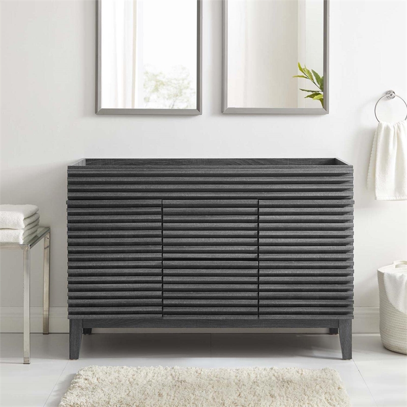 modway render 47&quot mdf and particleboard bathroom vanity cabinet in charcoal