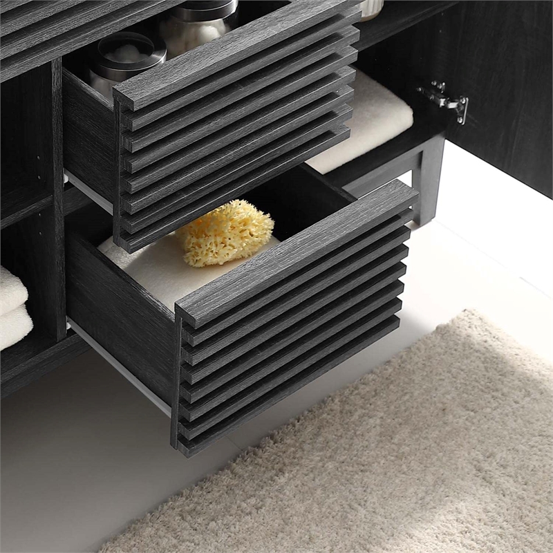 modway render 47&quot mdf and particleboard bathroom vanity cabinet in charcoal