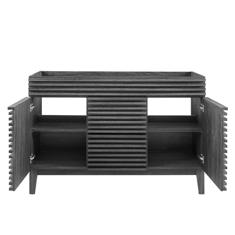 modway render 47&quot mdf and particleboard bathroom vanity cabinet in charcoal