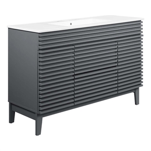 Modway Render 48&quot Plastic and Wood Single Sink Bathroom Vanity in Gray/White