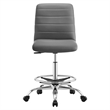 Modway Ripple Vegan Leather and Metal Armless Drafting Chair in Silver/Gray