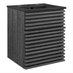 Modway Render 17.5&quot MDF Wood Wall-Mount Bathroom Vanity in Charcoal/Black
