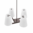 Modway Mercer 4-Light Metal and Fabric Pendant Light in White/Bronze