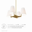 Modway Mercer 4-Light Metal and Fabric Pendant Light in White/Satin Brass