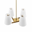 Modway Mercer 4-Light Metal and Fabric Pendant Light in White/Satin Brass