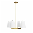 Modway Mercer 4-Light Metal and Fabric Pendant Light in White/Satin Brass