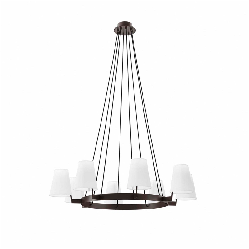 Modway Surround 8-Light Metal and Fabric Chandelier in White/Bronze