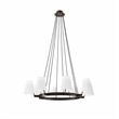 Modway Surround 8-Light Metal and Fabric Chandelier in White/Bronze
