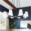 Modway Surround 8-Light Metal and Fabric Chandelier in White/Bronze