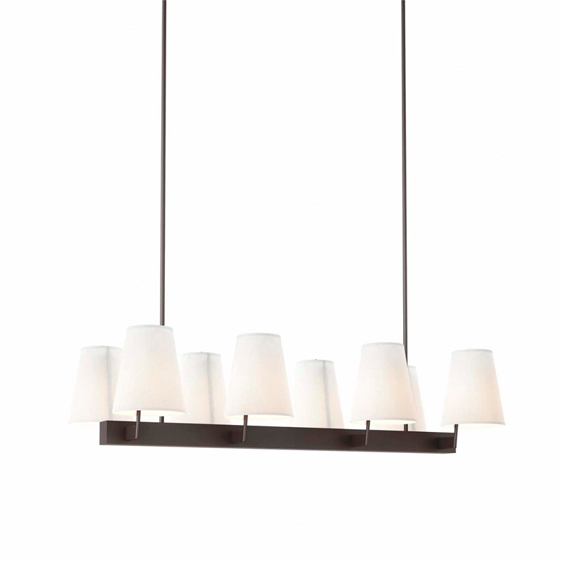 Modway Enthrall 8-Light Metal and Fabric Chandelier in White/Brass