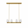 Modway Enthrall 8-Light Metal and Fabric Chandelier in White/Satin Brass