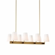 Modway Enthrall 8-Light Metal and Fabric Chandelier in White/Satin Brass