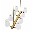 Modway Enthrall 8-Light Metal and Fabric Chandelier in White/Satin Brass