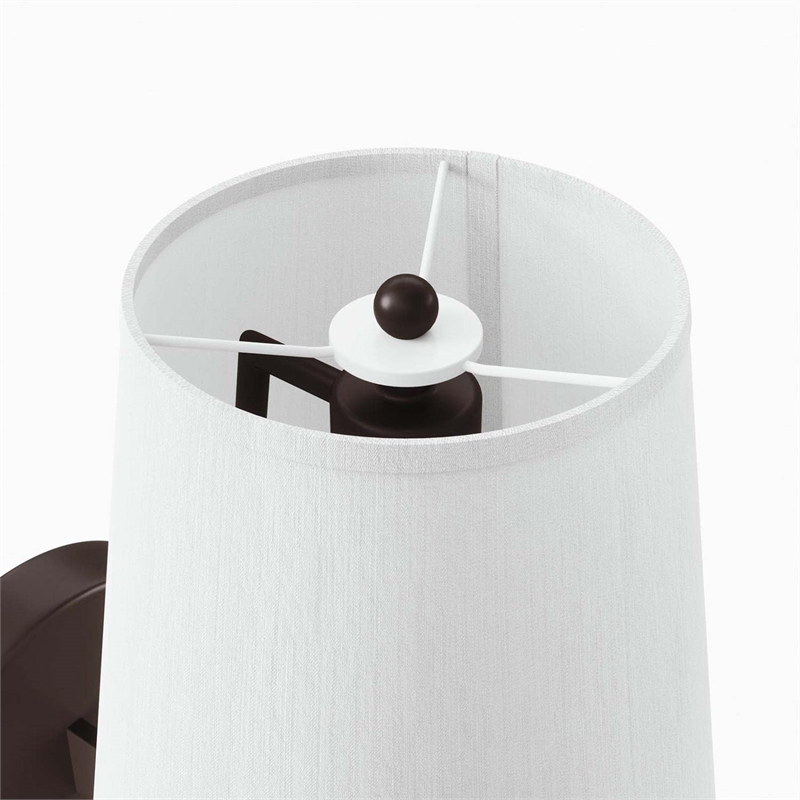 Modway Surround Metal and Fabric Wall Sconce in White/Bronze