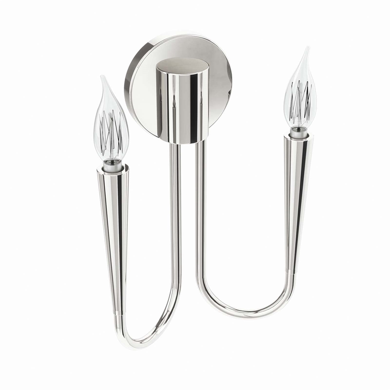 Modway Penrose 2-Light Modern Style Metal Wall Sconce in Polished Nickel
