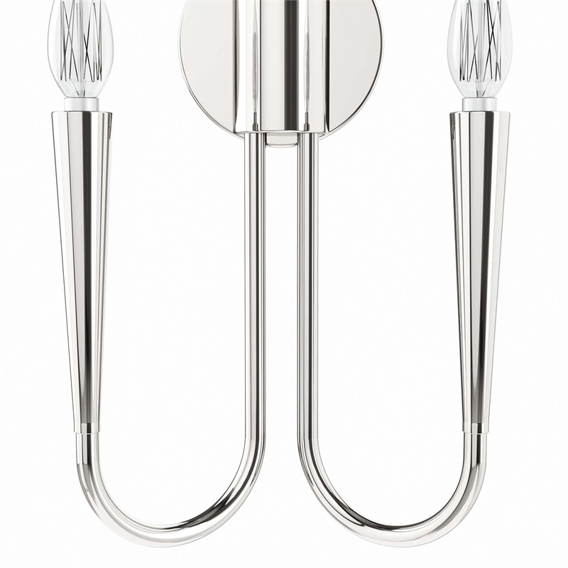 Modway Penrose 2-Light Modern Style Metal Wall Sconce in Polished Nickel