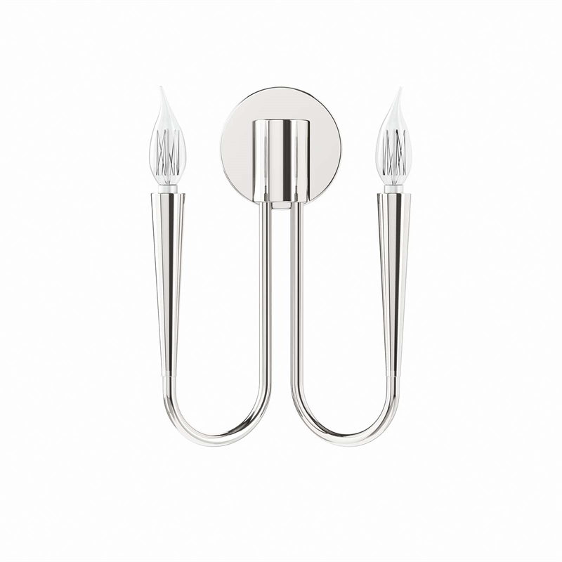 Modway Penrose 2-Light Modern Style Metal Wall Sconce in Polished Nickel