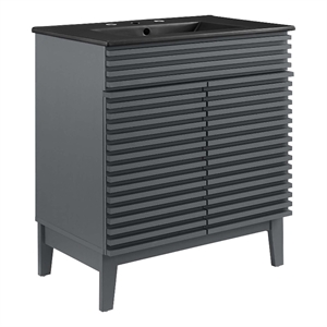 Modway Render 30&quot Particleboard and Laminate Bathroom Vanity in Gray/Black