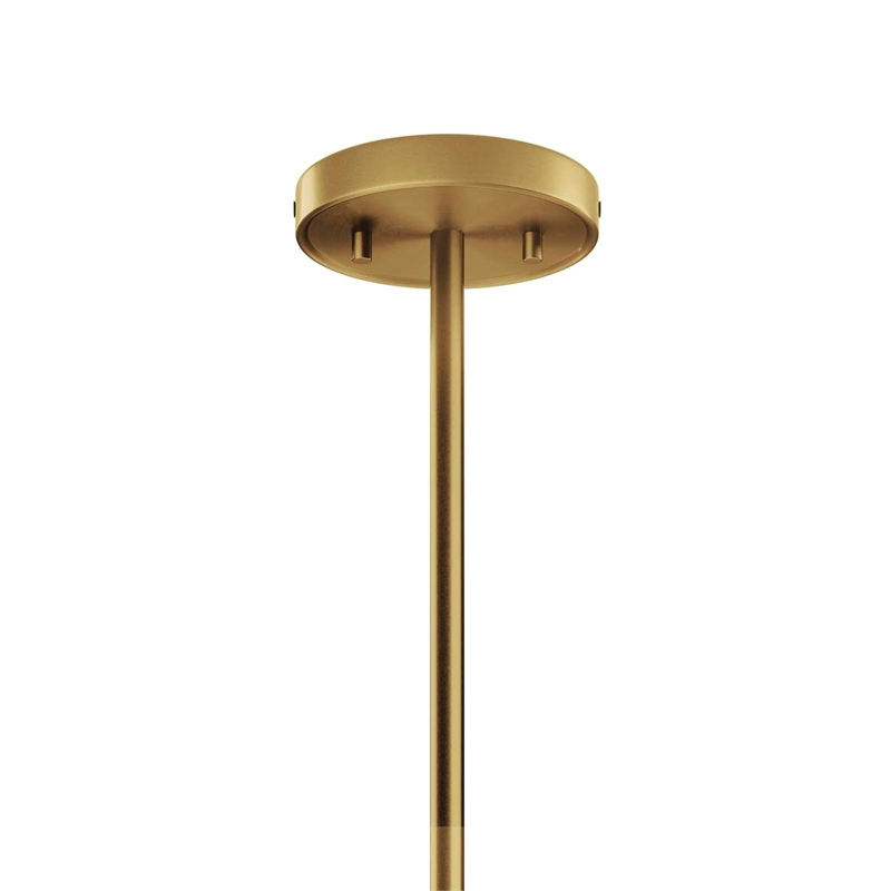Modway Beacon 6-Light Metal and Glass Chandelier in Clear/Satin Brass