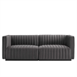 Modway Conjure Channel Tufted Performance Velvet Loveseat in Black/Gray