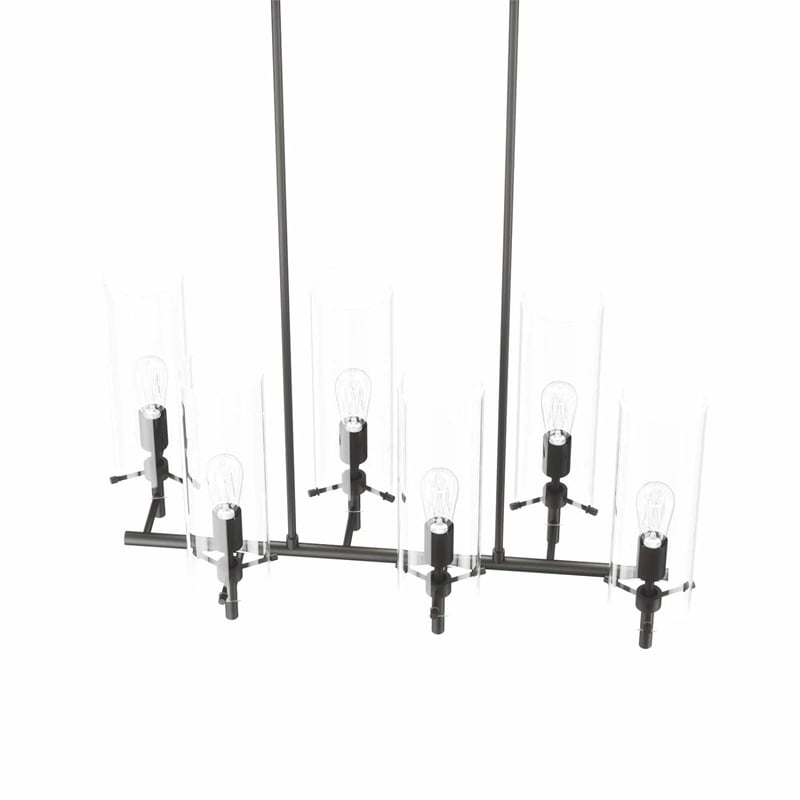 Modway Skylark 6-Light Glass and Metal Chandelier in Clear/Black