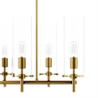 Modway Skylark 6-Light Glass and Metal Chandelier in Clear/Satin Brass