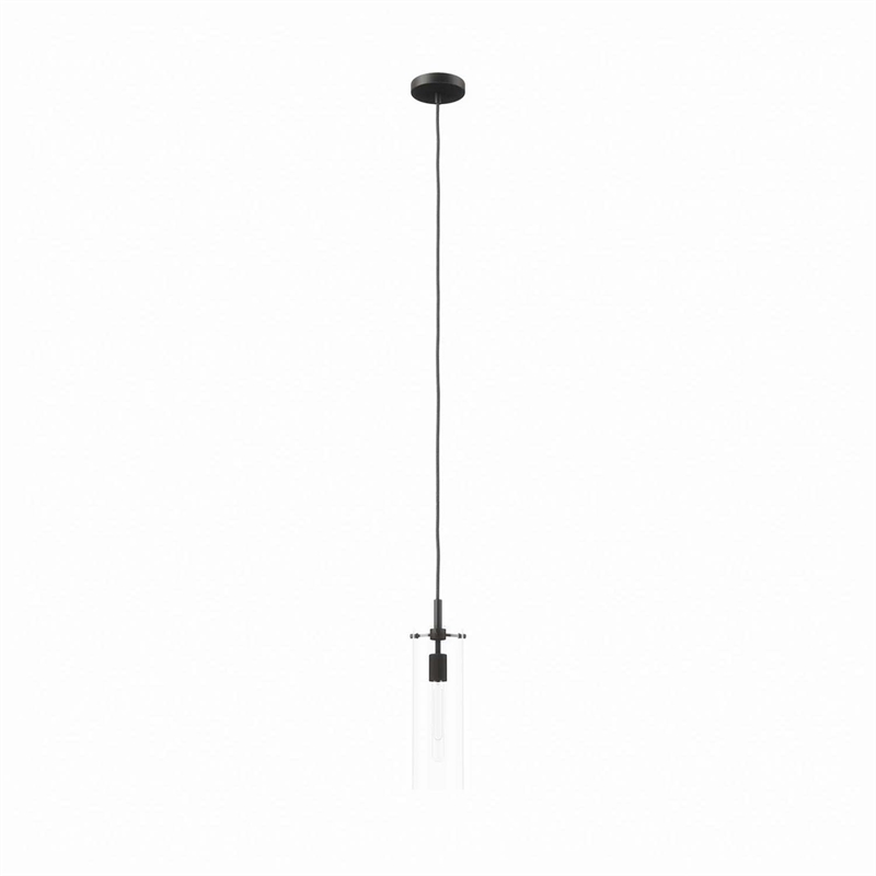 Modway Skylark Modern Style Metal and Glass Pendant Light in Clear/Black