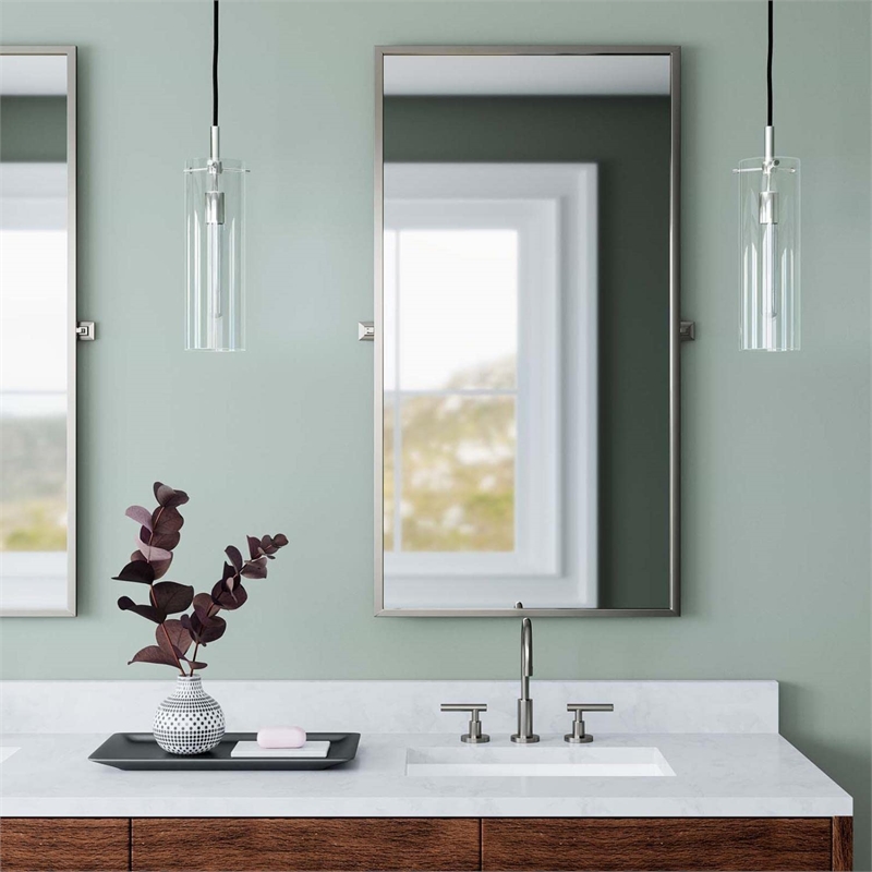 Modway Skylark Metal and Glass Pendant Light in Clear/Polished Nickel