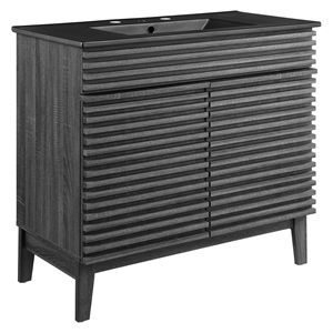 Modway Render 36&quot MDF and Particleboard Bathroom Vanity in Charcoal/Black