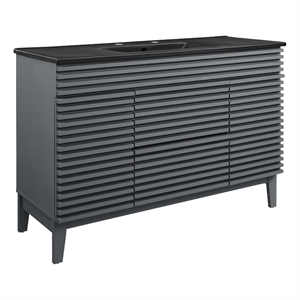 Modway Render 47.5&quot Plastic and Wood Single Sink Bathroom Vanity in Gray/Black