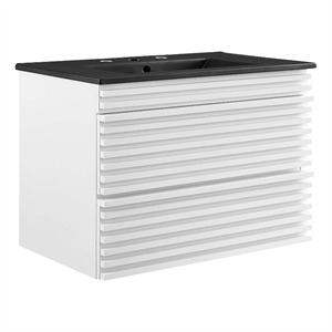 Modway Render 30&quot MDF Wood Wall-Mount Bathroom Vanity in White/Black