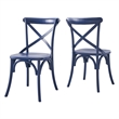 Modway Gear Elm Wood Dining Side Chair in Midnight Blue Finish