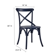 Modway Gear Elm Wood Dining Side Chair in Midnight Blue Finish