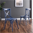 Modway Gear Elm Wood Dining Side Chair in Midnight Blue Finish
