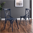 Modway Gear Elm Wood Dining Side Chair in Midnight Blue Finish